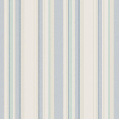 Galerie Country Cottage Blue Green Beige Multi Stripe Smooth Wallpaper