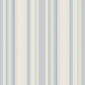Galerie Country Cottage Blue Green Beige Multi Stripe Smooth Wallpaper