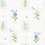 Galerie Country Cottage Blue Green Rose Botanical Motif Smooth Wallpaper