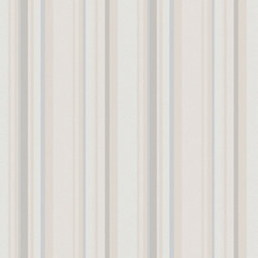 Galerie Country Cottage Blue Grey Cream Multi Stripe Smooth Wallpaper