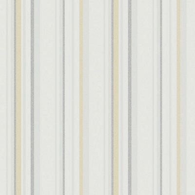Galerie Country Cottage Grey Yellow Multi Stripe Smooth Wallpaper