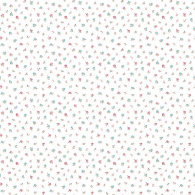 Galerie Country Cottage Red Blue Floral Toss Smooth Wallpaper