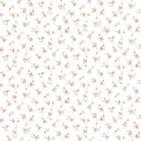 Galerie Country Cottage Red Petite Floral Trail Smooth Wallpaper