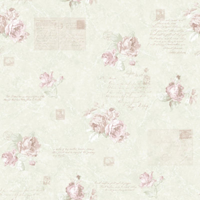 Galerie Country Cottage Yellow Pink Vintage Rose Smooth Wallpaper