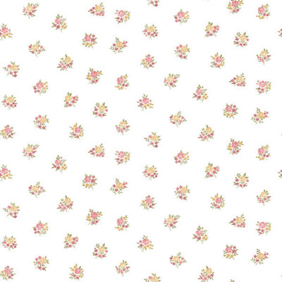 Galerie Country Cottage Yellow Red Green Floral Motif Smooth Wallpaper Diy At B Q