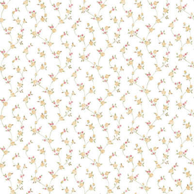 Galerie Country Cottage Yellow Red Green Petite Floral Trail Smooth Wallpaper