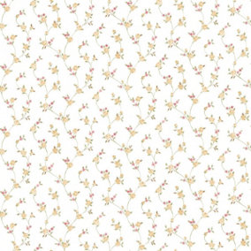 Galerie Country Cottage Yellow Red Green Petite Floral Trail Smooth Wallpaper