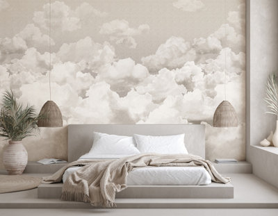 Galerie Crafted Beige Clouds 4-Panel Wall Mural
