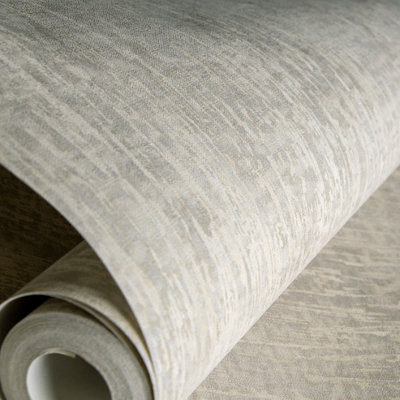 Galerie Crafted Grey/Silver Silky Metallic Plain Base Texture Design Wallpaper Roll