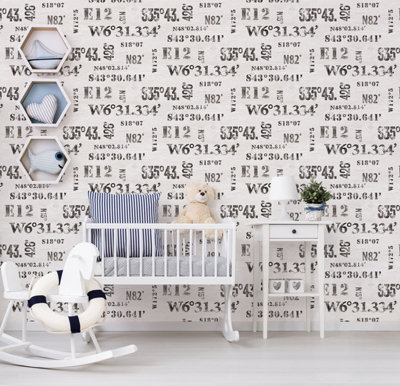 Galerie Deauville 2 Black White Grey Naval Print Smooth Wallpaper