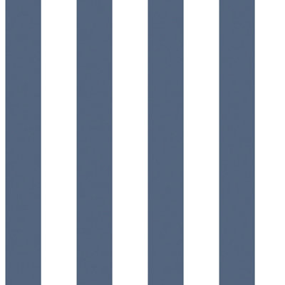 Galerie Deauville 2 Marine Blue White Regency Stripe Smooth Wallpaper