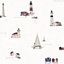 Galerie Deauville 2 Navy Blue Red White Beach Huts Smooth Wallpaper