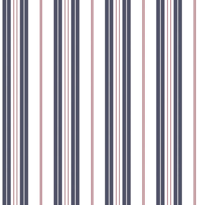 Galerie Deauville 2 Navy Blue Red White Two Colour Stripe Smooth Wallpaper