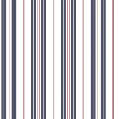 Galerie Deauville 2 Navy Blue Red White Two Colour Stripe Smooth Wallpaper