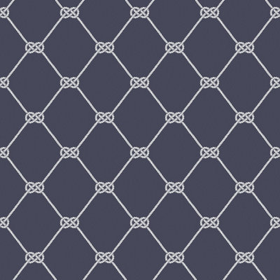 Galerie Deauville 2 Navy Blue White Nautical Rope Smooth Wallpaper