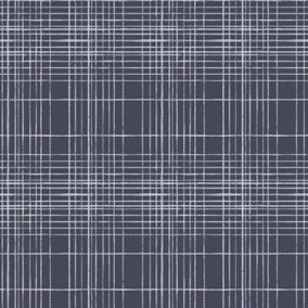 Galerie Deauville 2 Navy Blue White Nautical Sea Plaid Smooth Wallpaper