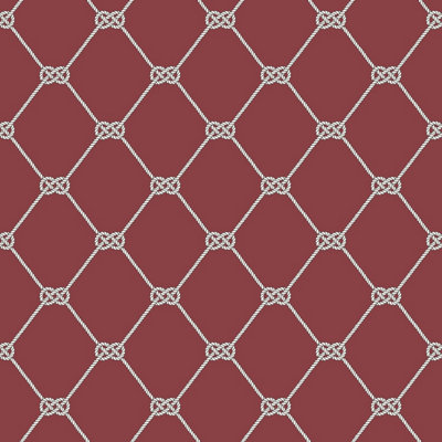 Galerie Deauville 2 Red White Nautical Rope Smooth Wallpaper
