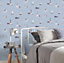 Galerie Deauville 2 Sky Blue Red White Beach Huts Smooth Wallpaper