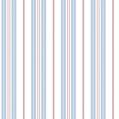 Galerie Deauville 2 Sky Blue Red White Two Colour Stripe Smooth Wallpaper