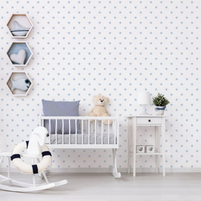 Galerie Deauville 2 Sky Blue White Deauville Star Smooth Wallpaper