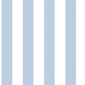 Galerie Deauville 2 Sky Blue White Regency Stripe Smooth Wallpaper
