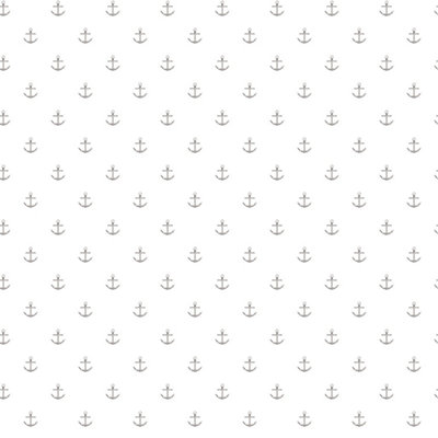 Galerie Deauville 2 Taupe Beige White Small Anchors Smooth Wallpaper