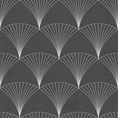 Galerie Design Black White Art Deco Fan Smooth Wallpaper
