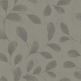 Galerie Design Grey Leaves Smooth Wallpaper