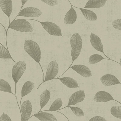 Galerie Design Light Beige Dark Beige Leaves Smooth Wallpaper