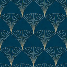 Blue Art Deco Wallpaper | Wallpaper & wall coverings | B&Q