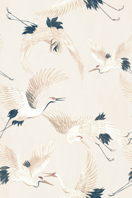 Galerie Designer Walls Silver Grey Cranes Wallpaper