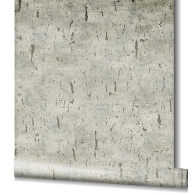 Galerie Earth Collection Beige Textured Cork Effect Metallic Wallpaper Roll