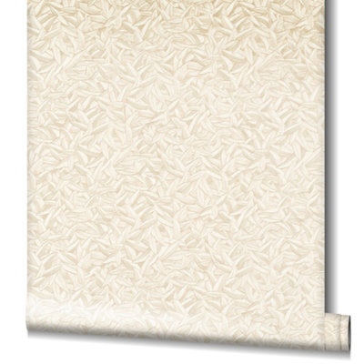 Galerie Earth Collection Cream Textured Leaves Sheen Wallpaper Roll