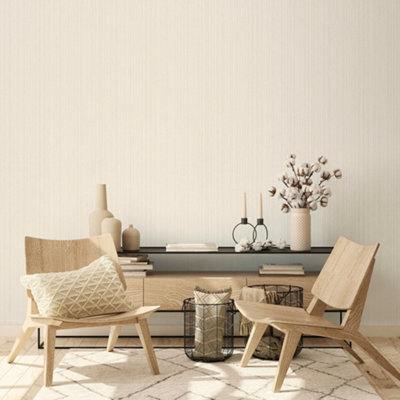 Galerie Earth Collection Cream Textured Silk Stripe Sheen Wallpaper Roll