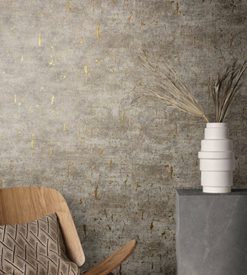 Galerie Earth Collection Gold Textured Cork Effect Metallic Wallpaper Roll