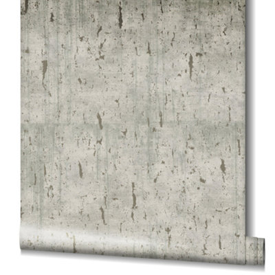 Galerie Earth Collection Grey Aged Concrete Metallic Texture Wallpaper Roll