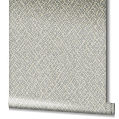 Galerie Earth Collection Silver Textured Crosshatch Effect Sheen Wallpaper Roll
