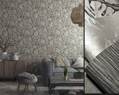 Galerie Eden Collection BrownJungle Leaves Wallpaper Roll