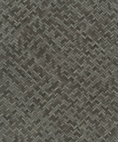 Galerie Eden Collection Charcoal Rattan Chevron Effect Wallpaper Roll