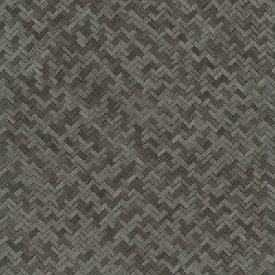 Galerie Eden Collection Charcoal Rattan Chevron Effect Wallpaper Roll