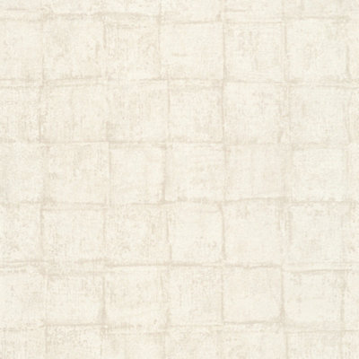 Galerie Eden Collection Cream Textured Tile Effect Wallpaper Roll