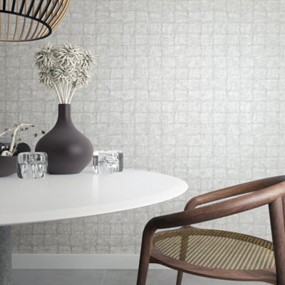 Galerie Eden Collection Dark GreyTextured Tile Effect Wallpaper Roll