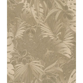 Galerie Eden Collection Gold Metallic Jungle Leaves Wallpaper Roll
