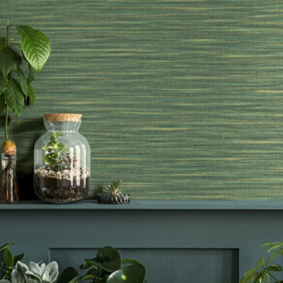 Galerie Eden Collection Green Weave Texture Wallpaper Roll