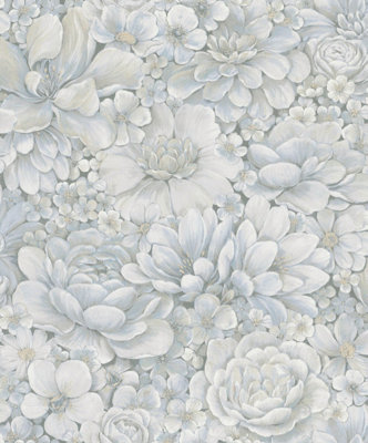 Galerie Eden Collection Grey Floral Texture Wallpaper Roll