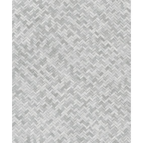 Galerie Eden Collection Grey Rattan Chevron Effect Wallpaper Roll