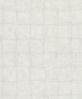 Galerie Eden Collection Grey Textured Tile Effect Wallpaper Roll DIY