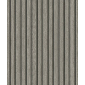 Galerie Eden Collection Grey Wood Stripe Wallpaper Roll