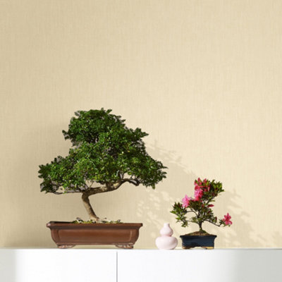 Galerie Eden Collection Light Beige Linen Effect Wallpaper Roll