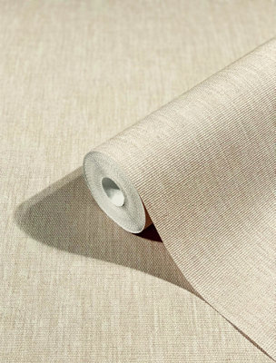 Galerie Eden Collection Light Beige Linen Effect Wallpaper Roll